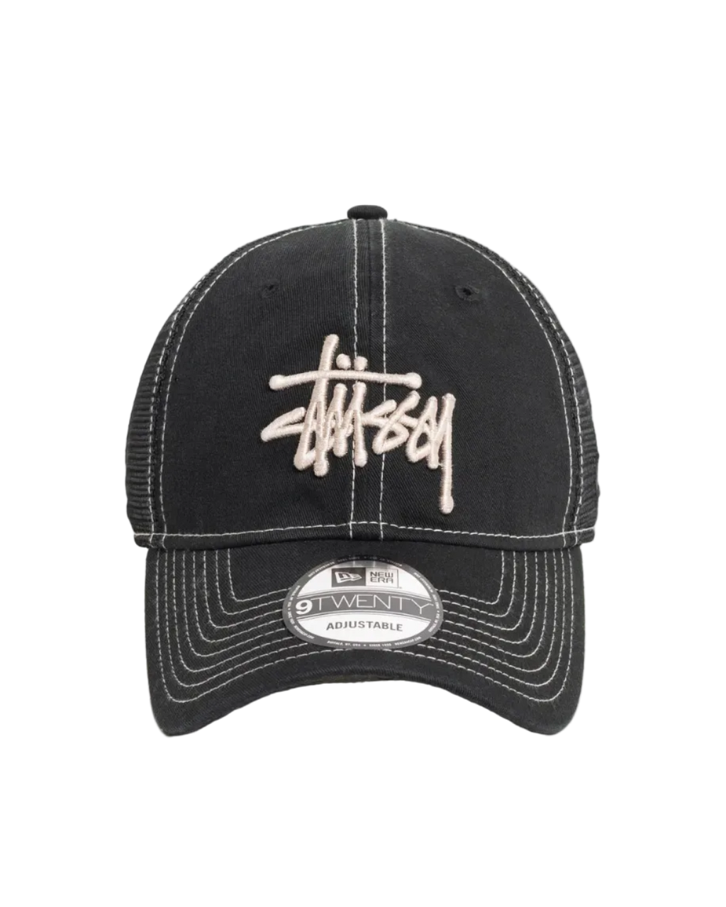 GORRA STUSSY x NEW ERA WASHED BLACK TRUCKER (POR PEDIDO)