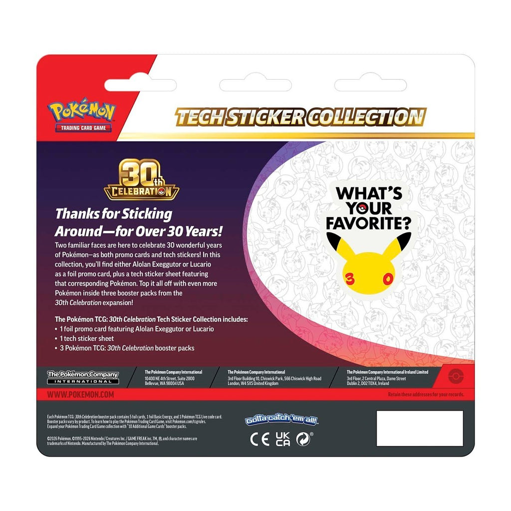 POKEMON TCG 30TH CELEBRATION TECH STICKER COLLECTION LUCARIO (INGLÉS)