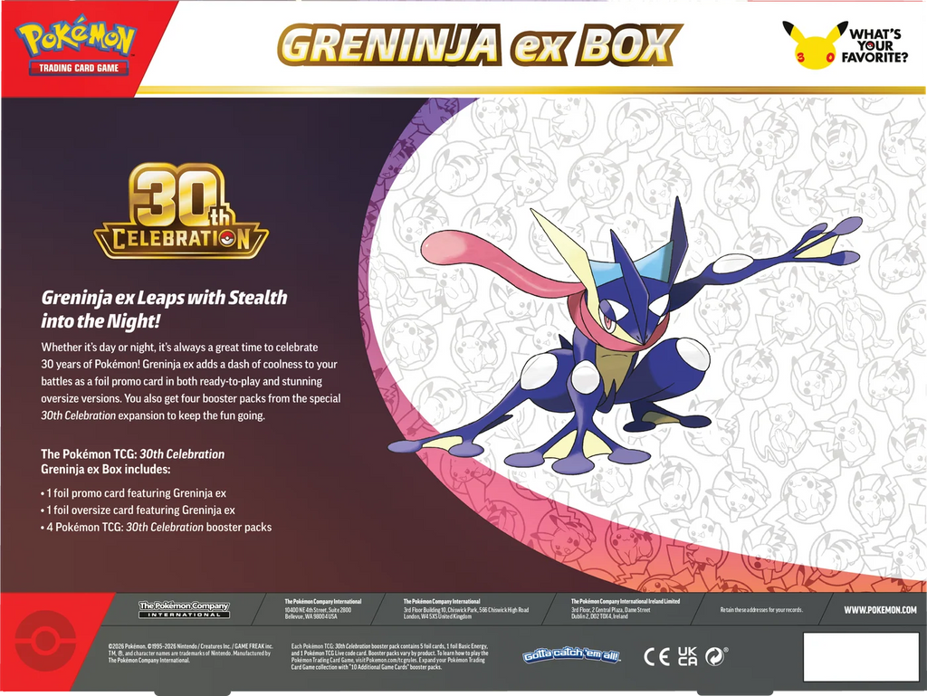 POKEMON TCG 30TH CELEBRATION GRENINJA EX BOX (INGLES)