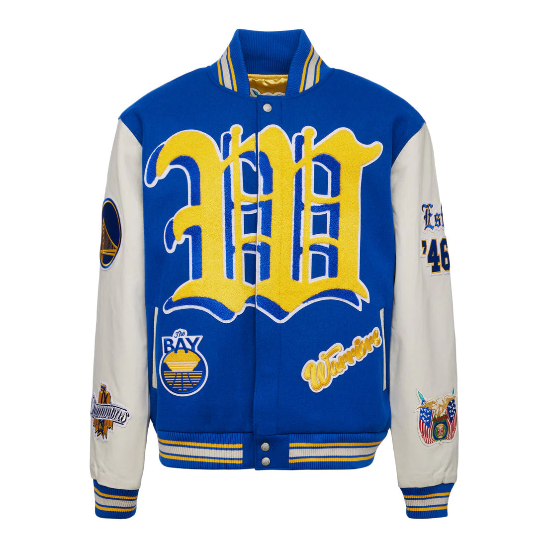 JEFF HAMILTON WOOL & LEATHER JACKET GOLDEN STATE WARRIORS